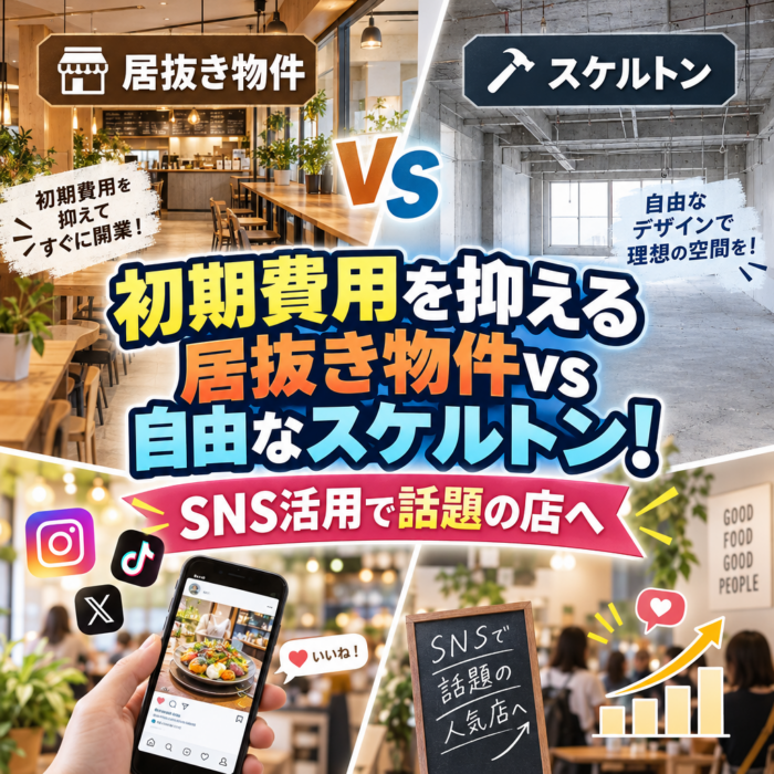 初期費用を抑える居抜き物件vs自由なスケルトン！SNS活用で話題の店へ